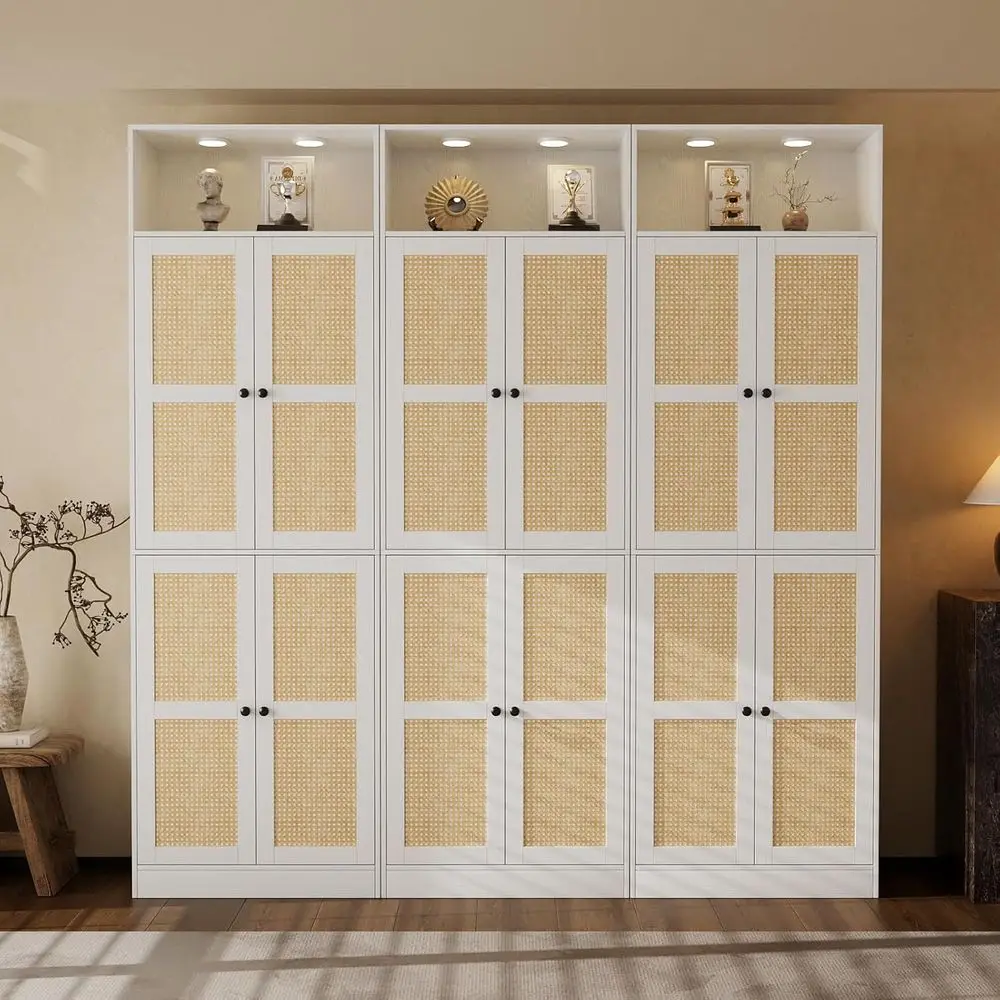 7-Tier Rattan Wood LED-Illuminated Bookcase Set for Home Office or Living Room Storage
7-Tier Rattan Wood LED-Illuminated Bookcase Set for Home Office or Living Room Storage