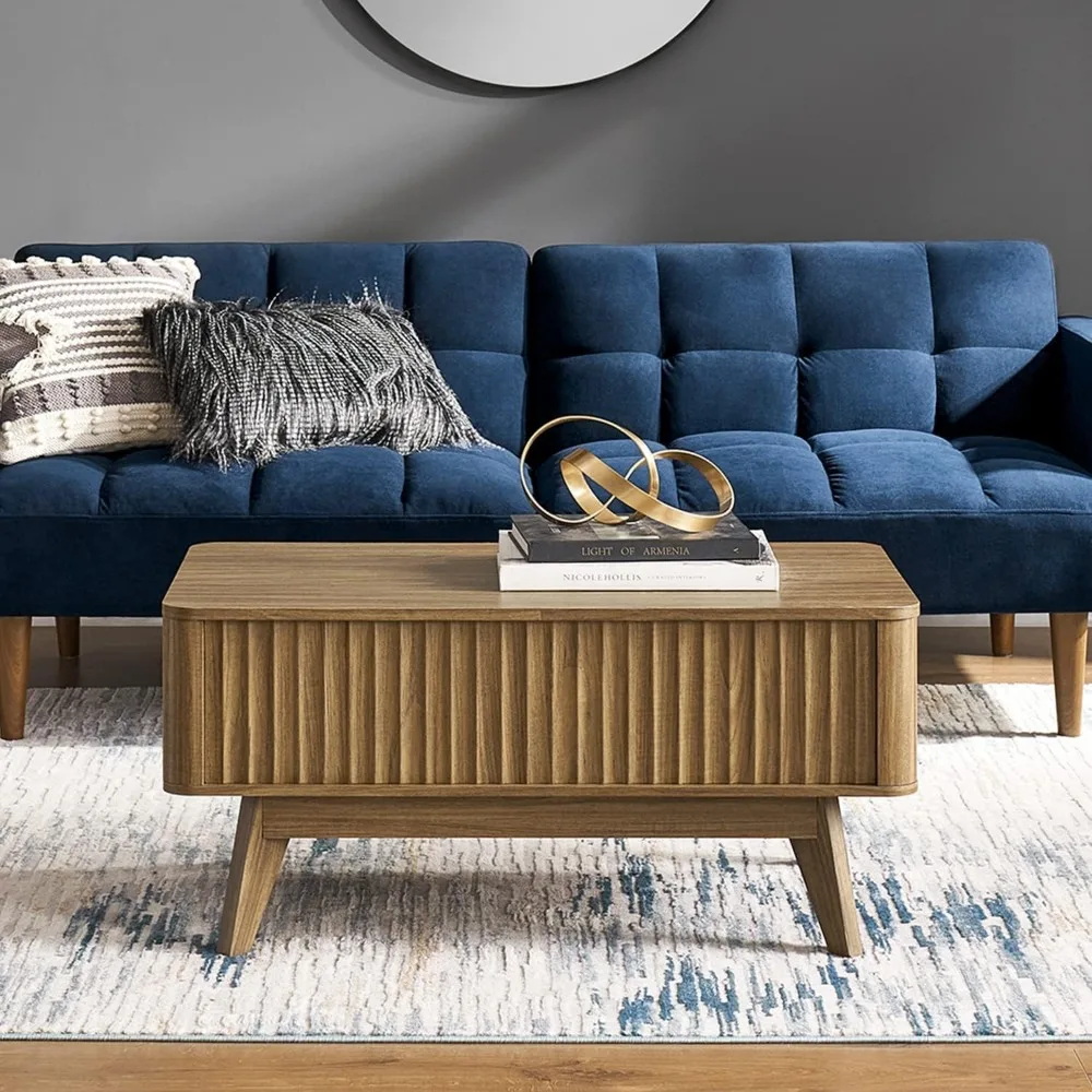 Mid Century Modern Coffee Table - Brooklyn Lift-Top Design with Farmhouse Fluted Panels & Hidden Storage, Functional Living Room
Mid Century Modern Coffee Table - Brooklyn Lift-Top Design with Farmhouse Fluted Panels & Hidden Storage, Functional Living Room