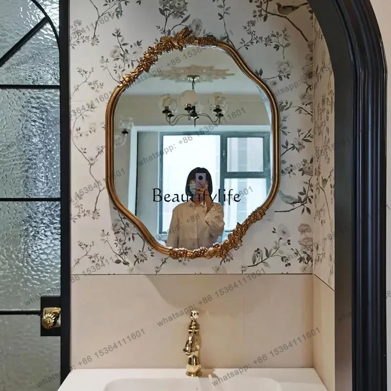French retro bathroom mirror special-shaped oval makeup mirror
French retro bathroom mirror special-shaped oval makeup mirror