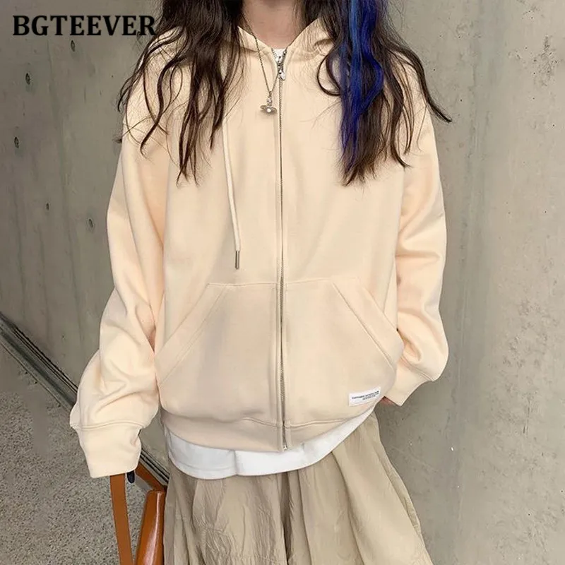 BGTEEVER Casual Hooded Sweatshirts Women Long Sleeve Loose Pockets Zipper Up Ladies Cardigans Coats Autumn Winter
BGTEEVER Casual Hooded Sweatshirts Women Long Sleeve Loose Pockets Zipper Up Ladies Cardigans Coats Autumn Winter