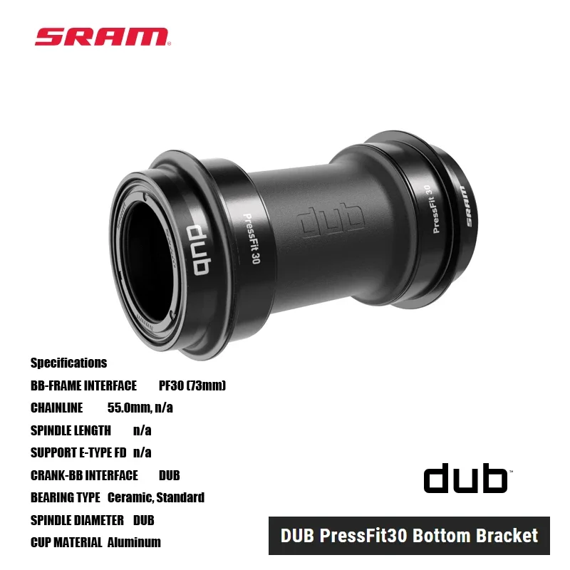 SRAM DUB PressFit30 Bottom Bracket MTB 73MM One oversized spindle to work across every bottom bracket specification
SRAM DUB PressFit30 Bottom Bracket MTB 73MM One oversized spindle to work across every bottom bracket specification