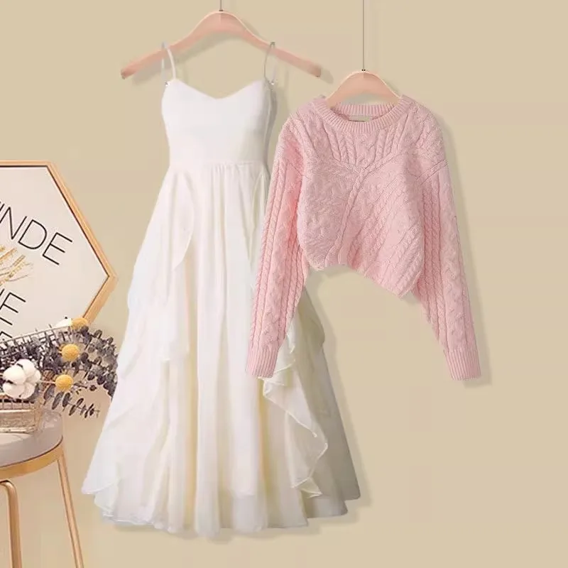 Spring Autumn Women's Fairy Street Style Dress Set Sleeveless Hollow out High Waist A-Line Skirt Two-Piece Ensemble
Spring Autumn Women's Fairy Street Style Dress Set Sleeveless Hollow out High Waist A-Line Skirt Two-Piece Ensemble