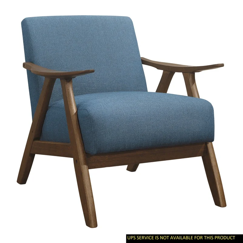 Blue Fabric Accent Chair Cushion Back Seat Walnut Finish Solid Rubber Wood Furniture
Blue Fabric Accent Chair Cushion Back Seat Walnut Finish Solid Rubber Wood Furniture
