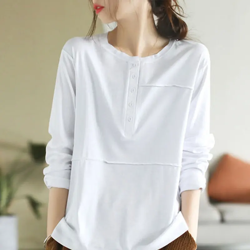 Elegant Fashion Harajuku Slim Fit Female Clothes Loose Casual Sweat All Match Tops Women Patchwork Button Long Sleeve T-shirts
Elegant Fashion Harajuku Slim Fit Female Clothes Loose Casual Sweat All Match Tops Women Patchwork Button Long Sleeve T-shirts