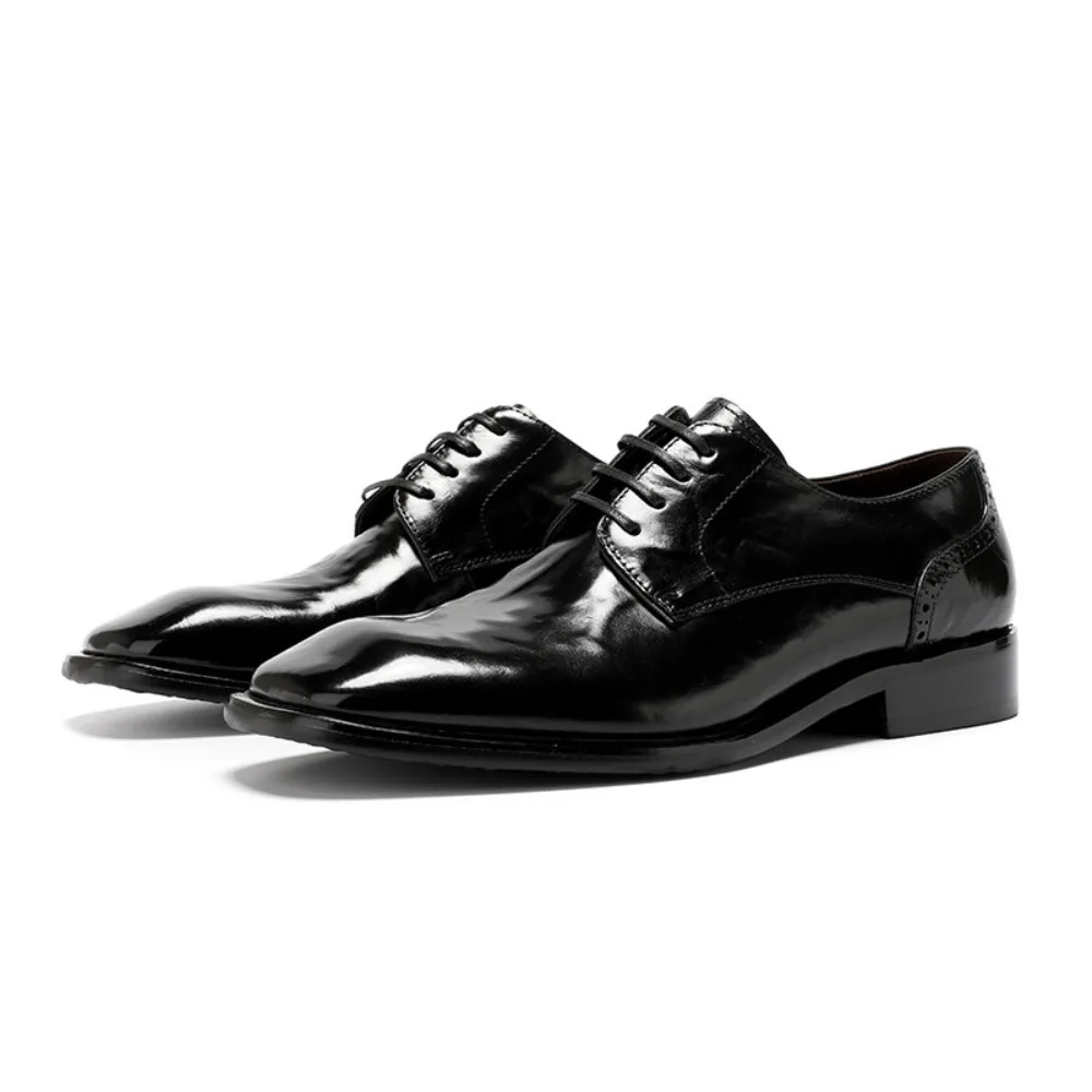 Summer Mens British Genuine Leather Derby Shoes Business Lace Up Breathable Black Square Toe Formal Dress Shoes
Summer Mens British Genuine Leather Derby Shoes Business Lace Up Breathable Black Square Toe Formal Dress Shoes