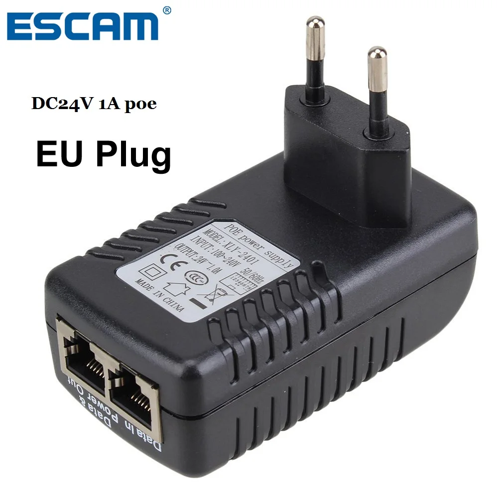 ESCAM DC24V 1A 24W POE Injector for CCTV IP Camera injector Switch Ethernet Adapter EU/US/UK/AU Standard Optional
ESCAM DC24V 1A 24W POE Injector for CCTV IP Camera injector Switch Ethernet Adapter EU/US/UK/AU Standard Optional