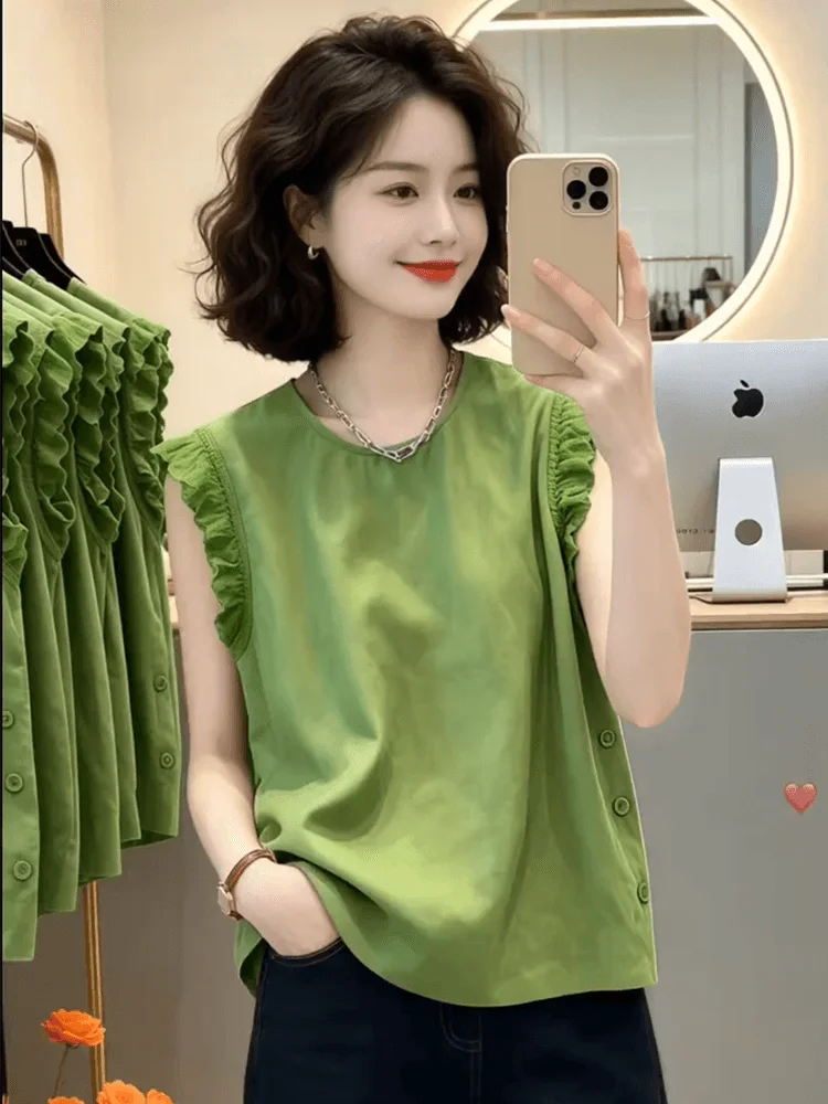 Fashionable Patchwork Lacewing Sleeveless Shirt Women's Summer Trendy Ageless Versatile round Neck Casual Loose Fit Top
Fashionable Patchwork Lacewing Sleeveless Shirt Women's Summer Trendy Ageless Versatile round Neck Casual Loose Fit Top