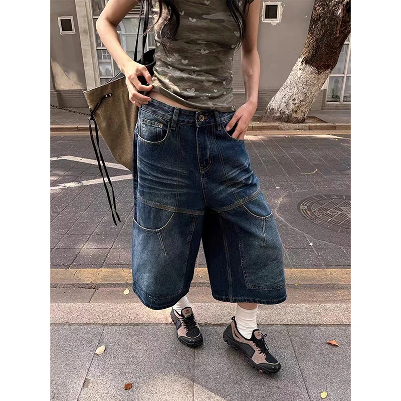 YIBASHU Summer Women American Retro Blue Cargo Denim Shorts Y2K 2000s Japanese Harajuku Jorts Jeans Calf-Length Pants Streetwear
YIBASHU Summer Women American Retro Blue Cargo Denim Shorts Y2K 2000s Japanese Harajuku Jorts Jeans Calf-Length Pants Streetwear