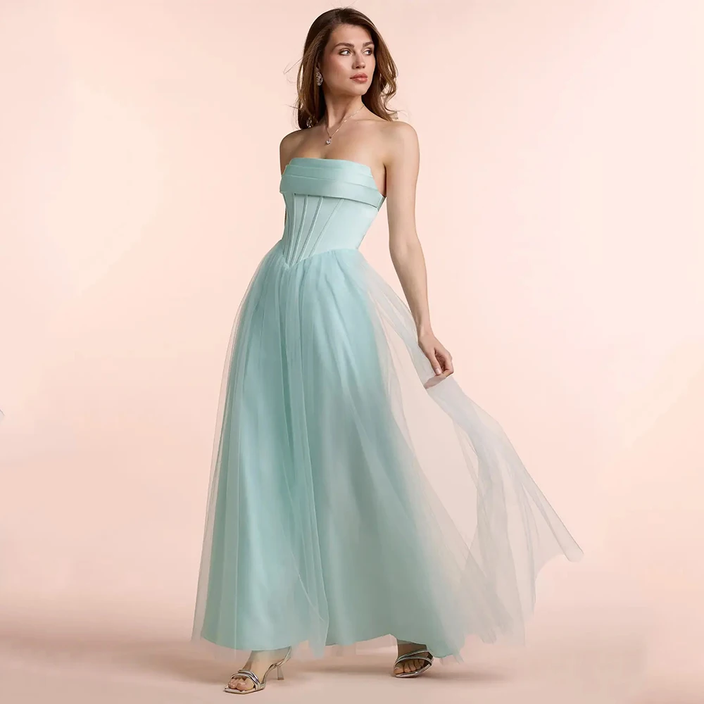 Arya Elegant Classic Evening Dresses Tulle for Ankle-Length Strapless Sleeveless Prom Dress Bow Vestidos De Fiesta Customized
Arya Elegant Classic Evening Dresses Tulle for Ankle-Length Strapless Sleeveless Prom Dress Bow Vestidos De Fiesta Customized