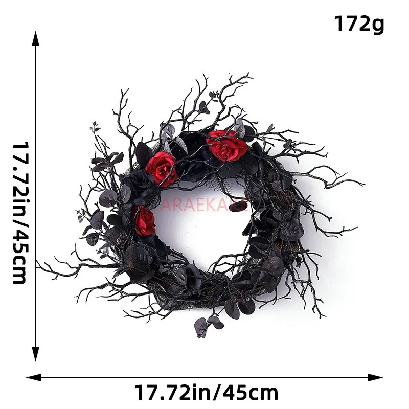 1pcs Artificial Halloween Wreath Black Twig Wreath with Bats Handmade Halloween Wreath Hanging Decorations for Front Door
1pcs Artificial Halloween Wreath Black Twig Wreath with Bats Handmade Halloween Wreath Hanging Decorations for Front Door
