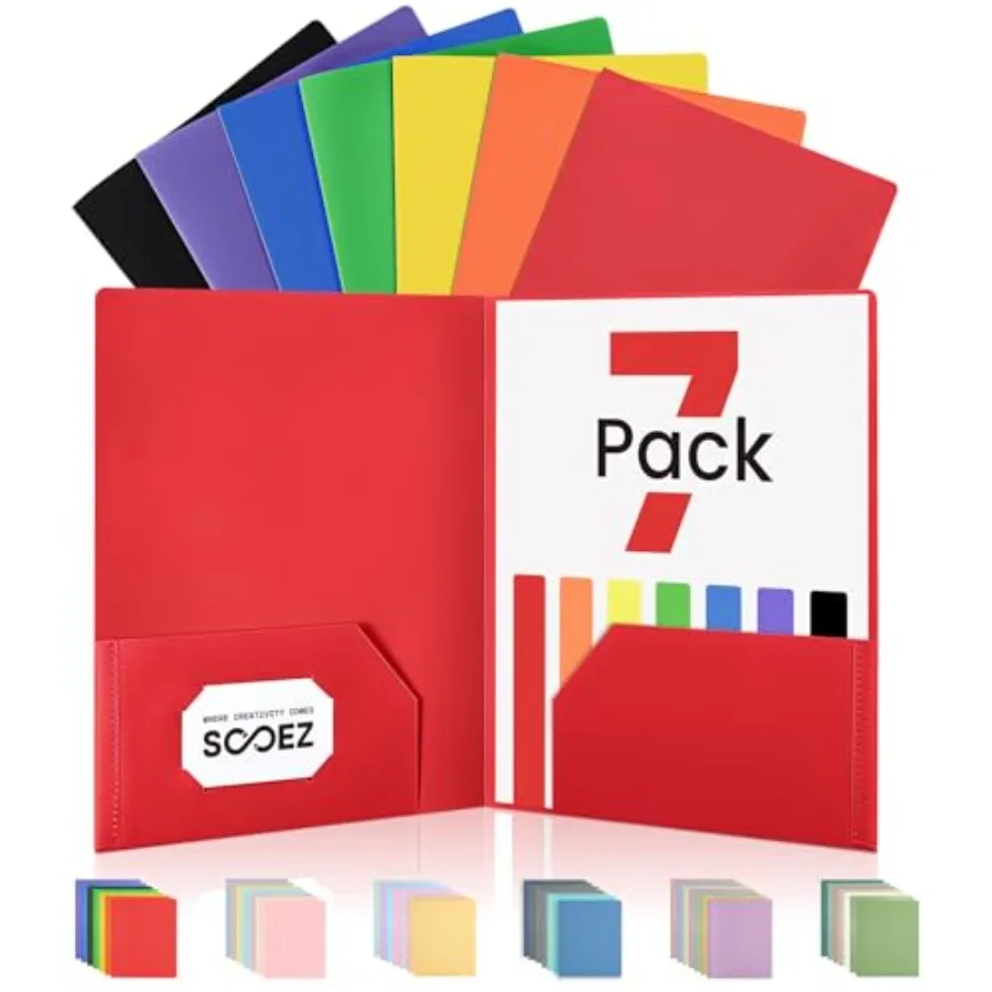 7 Pack Folders with Pockets, 2 Pocket Folders with Extra Labels, Plastic Folder with Pockets, Heavy Duty File Folder Bulk, Scho
7 Pack Folders with Pockets, 2 Pocket Folders with Extra Labels, Plastic Folder with Pockets, Heavy Duty File Folder Bulk, Scho