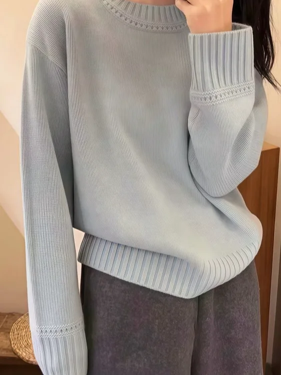 Loose Casual Thiened Hollow out round Ne Sweater Women's Warm Top Faionable Loose Sle Cotton Knitted Daily Wear
Loose Casual Thiened Hollow out round Ne Sweater Women's Warm Top Faionable Loose Sle Cotton Knitted Daily Wear