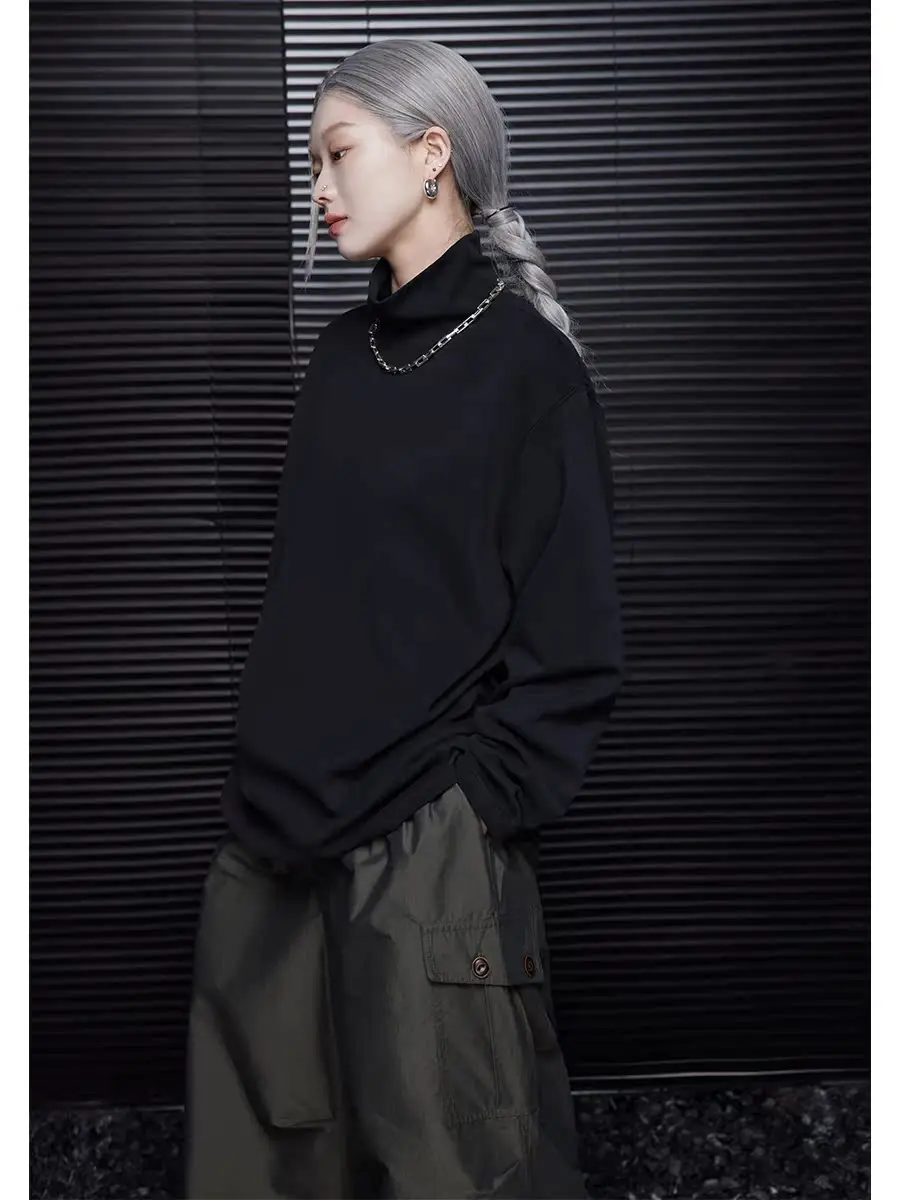 Футболка Fce с высоким воротником, женская длинная свековая свободная американская футболка для похудения, зимняя одежда из смеси хлопка и полиэстера
Футболка Fce с высоким воротником, женская длинная свековая свободная американская футболка для похудения, зимняя одежда из смеси хлопка и полиэстера