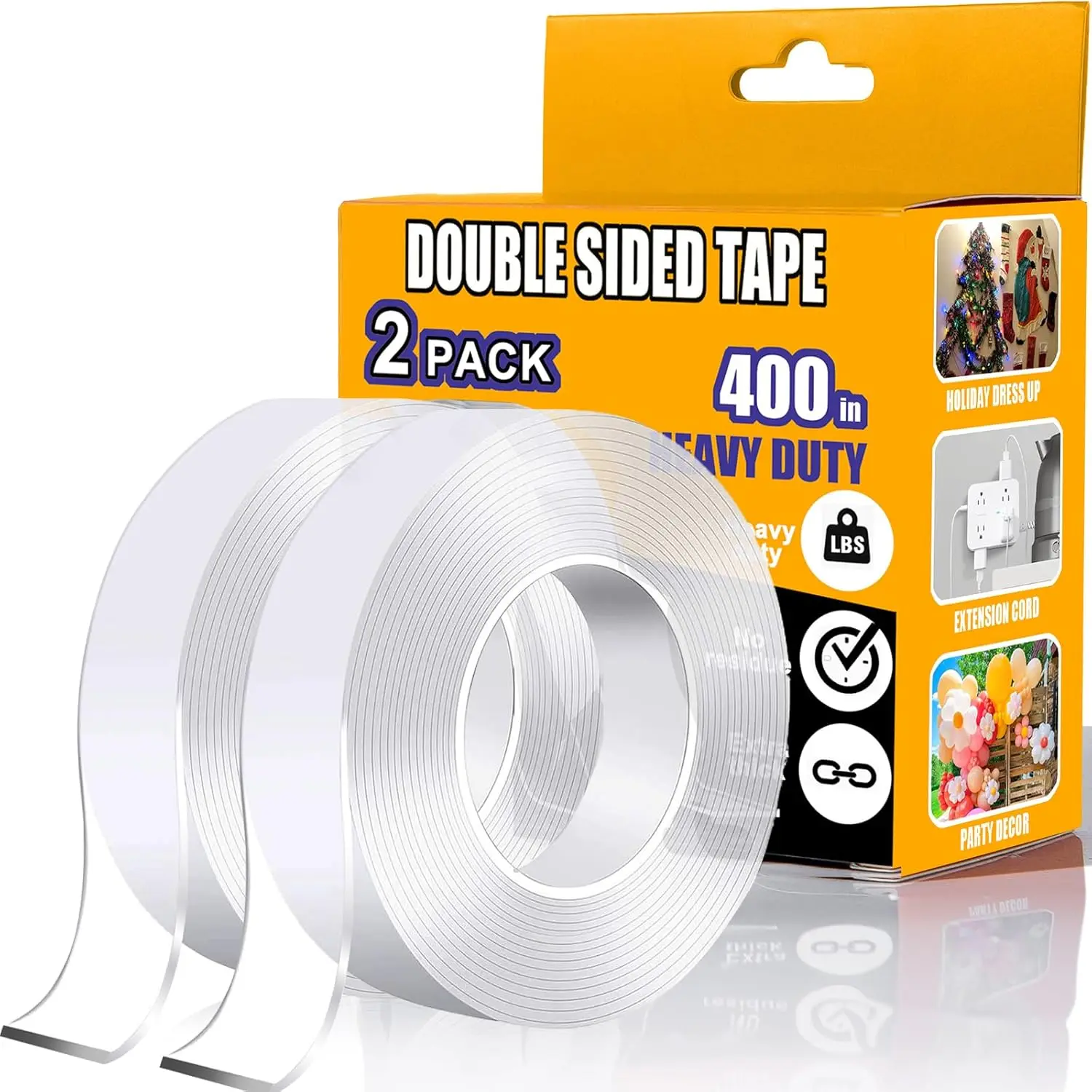 Double Sided Tape Heavy Duty 2 Pack, 1.2 Inch x 400 Inch Nano Adhesive Tape for Walls, Carpets, and Posters - Removable Reusable
Double Sided Tape Heavy Duty 2 Pack, 1.2 Inch x 400 Inch Nano Adhesive Tape for Walls, Carpets, and Posters - Removable Reusable