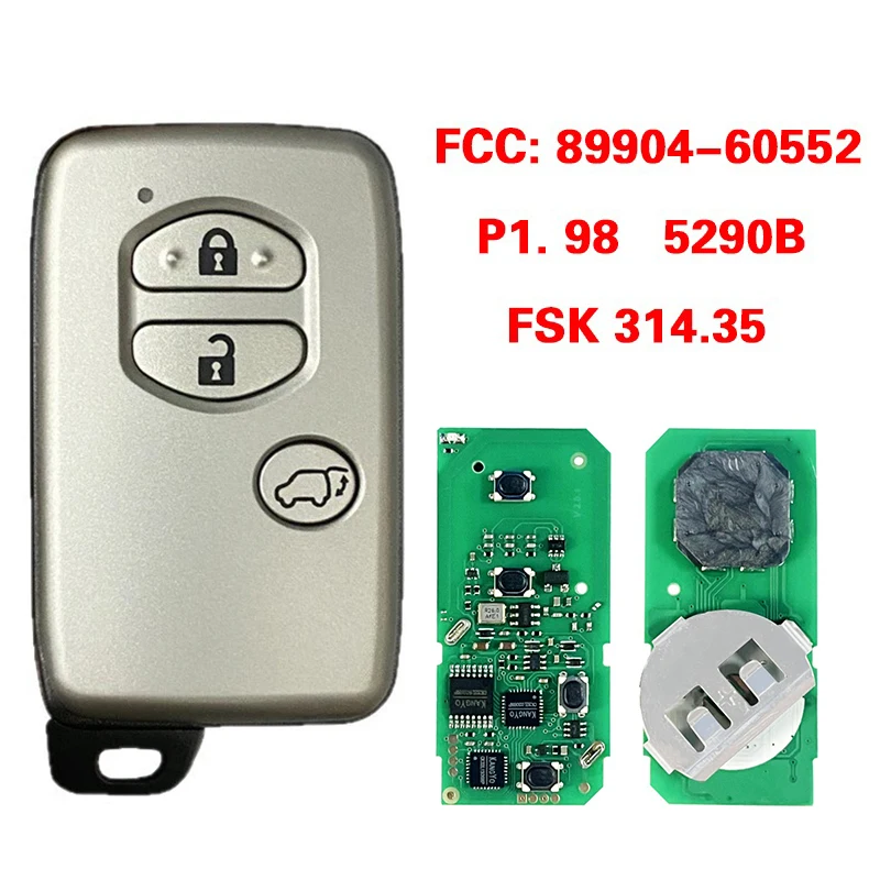 CN007374 Aftermarket 3-кнопочный смарт-ключ дистанционного управления FCC 89904-60552 4D чип 314,35 МГц без ключа для Toyota Prado 2010-2017
CN007374 Aftermarket 3-кнопочный смарт-ключ дистанционного управления FCC 89904-60552 4D чип 314,35 МГц без ключа для Toyota Prado 2010-2017