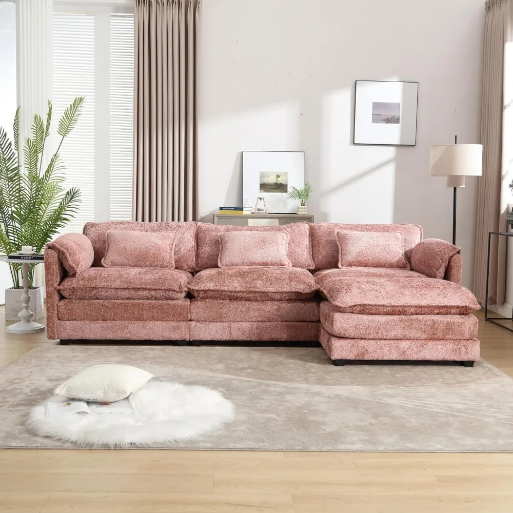 112" L-Shaped Chenille Cloud Couch, Modern Boucle Modular Sleeper Sofa with Ottoman & Memory Foam
112" L-Shaped Chenille Cloud Couch, Modern Boucle Modular Sleeper Sofa with Ottoman & Memory Foam