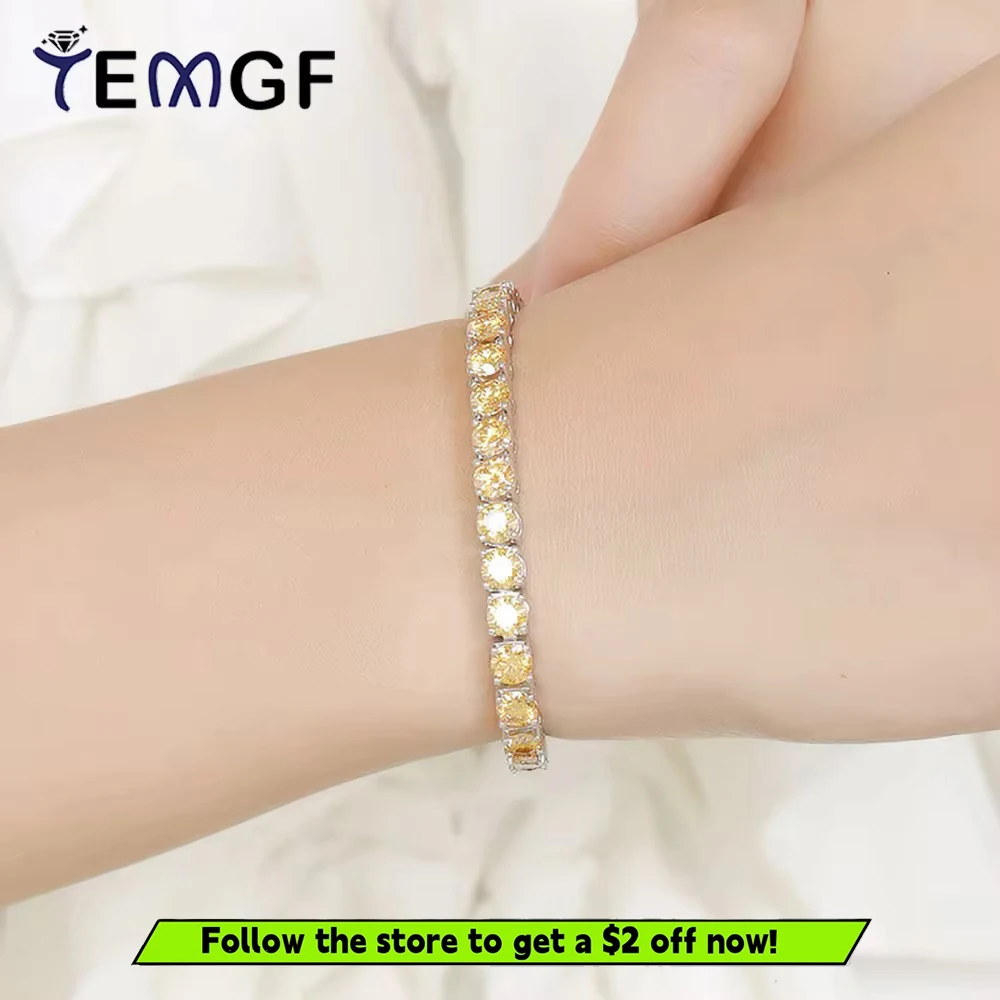 TEMGF Champagne Moissanite Bracelet 925 Sterling Silver Chain for Women Girl Luxury Sparkling Fine Jewelry GRA Certification
TEMGF Champagne Moissanite Bracelet 925 Sterling Silver Chain for Women Girl Luxury Sparkling Fine Jewelry GRA Certification