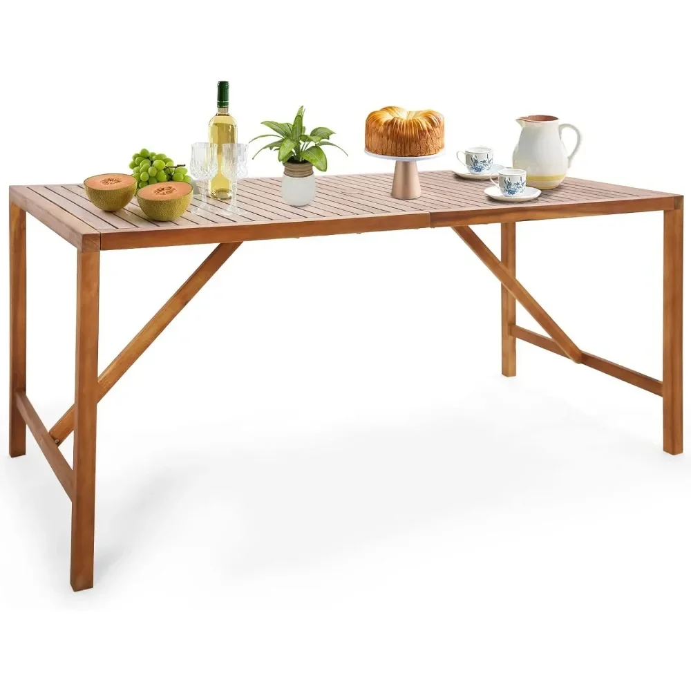 Outdoor Rectangle Dining Table, Acacia Wood Table with 2 Inch Umbrella Hole, Spacious Slatted Tabletop for 6 Person,
Outdoor Rectangle Dining Table, Acacia Wood Table with 2 Inch Umbrella Hole, Spacious Slatted Tabletop for 6 Person,