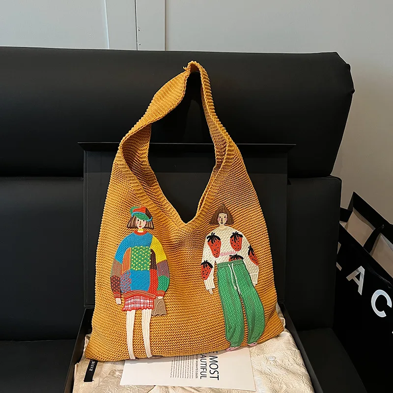 Hollow Mesh Knitted Shoulder Bag Beach Vacation Slouchy Chic Cartoon Tote Bag Lightweight Laid-Back Casual Woven Women Handbag
Hollow Mesh Knitted Shoulder Bag Beach Vacation Slouchy Chic Cartoon Tote Bag Lightweight Laid-Back Casual Woven Women Handbag