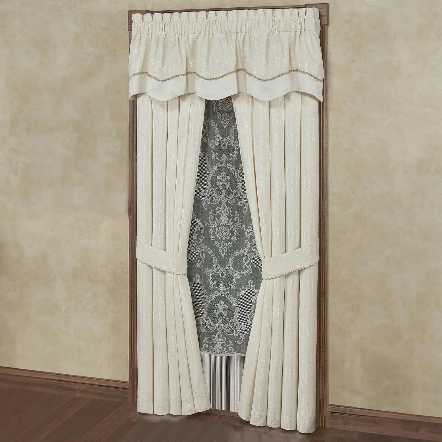 Camelot Luxury Window Treatment | Neutral Soothing Ivory | Matte Satin Damask on Richly Textured Jacquard-Woven Chenille
Camelot Luxury Window Treatment | Neutral Soothing Ivory | Matte Satin Damask on Richly Textured Jacquard-Woven Chenille