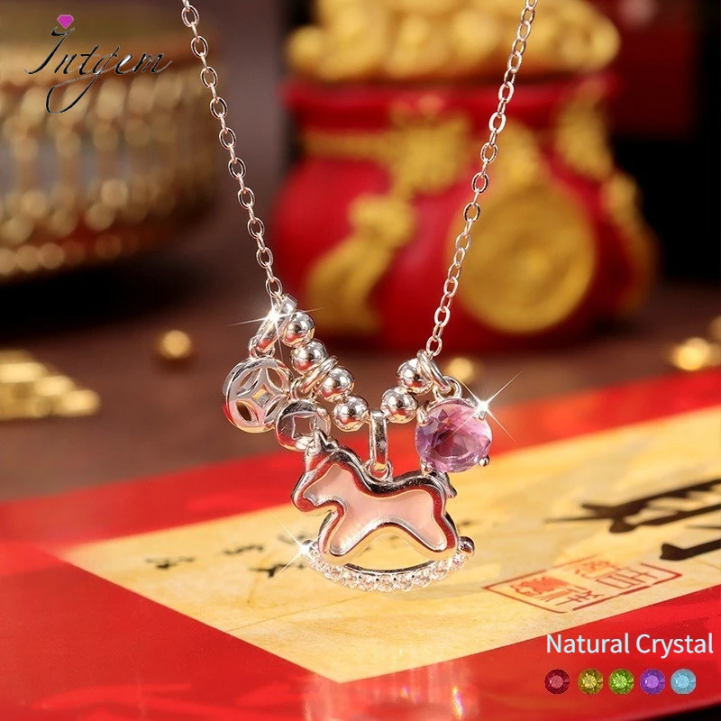 Original Real S925 Sterling Silver personalized Horse Pendant Necklace Natural Crystal Choker Necklace Fine Jewelry for Women
Original Real S925 Sterling Silver personalized Horse Pendant Necklace Natural Crystal Choker Necklace Fine Jewelry for Women