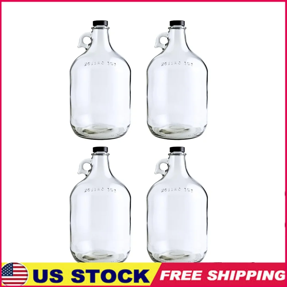 Clear Glass Jug 1 Gallon Pack of 4 with Polyseal Caps Food Grade BPA Free Brewing Storage Fermentation Reusable Large Container
Clear Glass Jug 1 Gallon Pack of 4 with Polyseal Caps Food Grade BPA Free Brewing Storage Fermentation Reusable Large Container