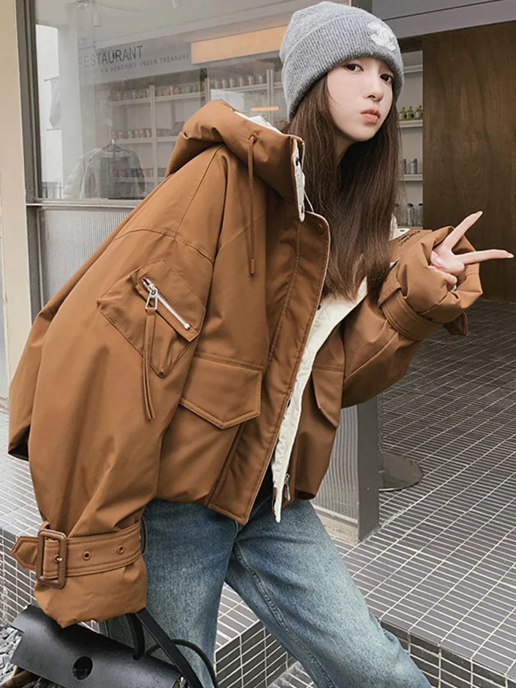 Caramel-Colored Hooded Workwear Parka Jacket Women's Short Version Furry Cotton Coat Winter New Design Korean Style Loose Fit
Caramel-Colored Hooded Workwear Parka Jacket Women's Short Version Furry Cotton Coat Winter New Design Korean Style Loose Fit