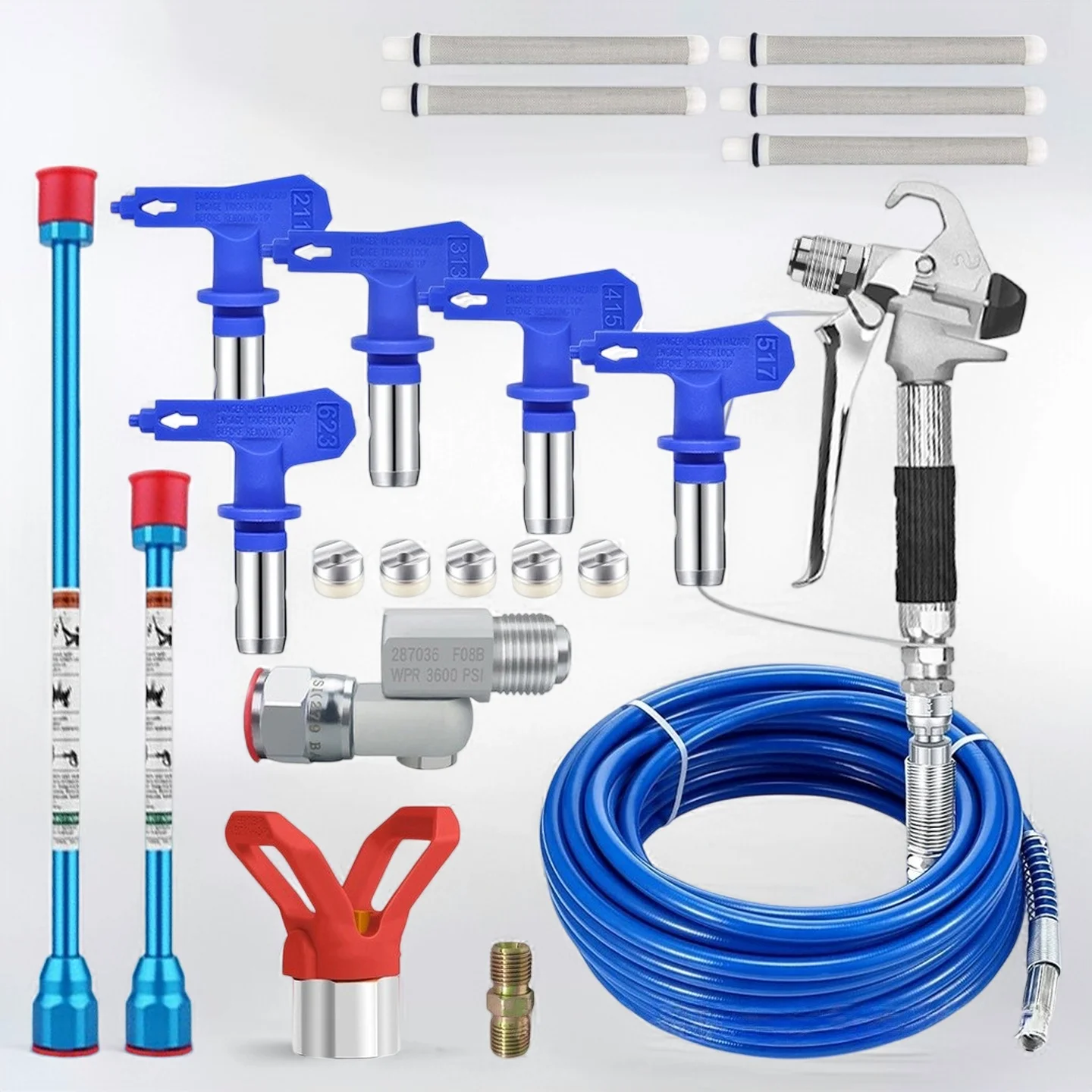 3600 PSI Airless Paint Sprayer Kit with Spray Gun, 8M Hose, 5 Reversible Tips & Extensions
3600 PSI Airless Paint Sprayer Kit with Spray Gun, 8M Hose, 5 Reversible Tips & Extensions