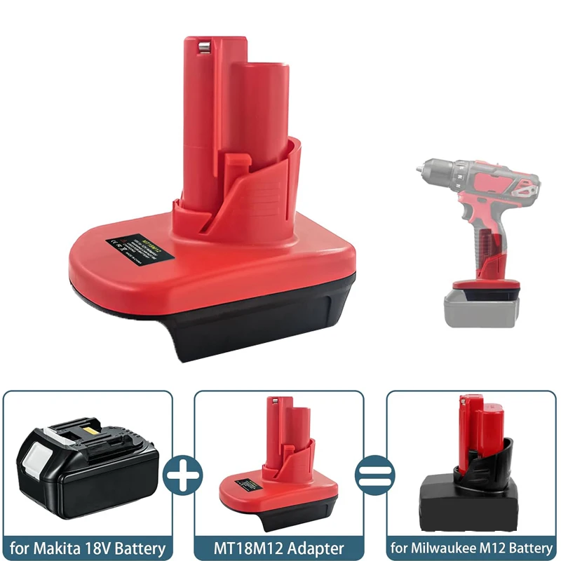 Адаптер для аккумулятора Makita 18 в для литий-ионных аккумуляторов Milwaukee 12 В, электроинструменты, преобразователь для аккумулятора MT18M12
Адаптер для аккумулятора Makita 18 в для литий-ионных аккумуляторов Milwaukee 12 В, электроинструменты, преобразователь для аккумулятора MT18M12