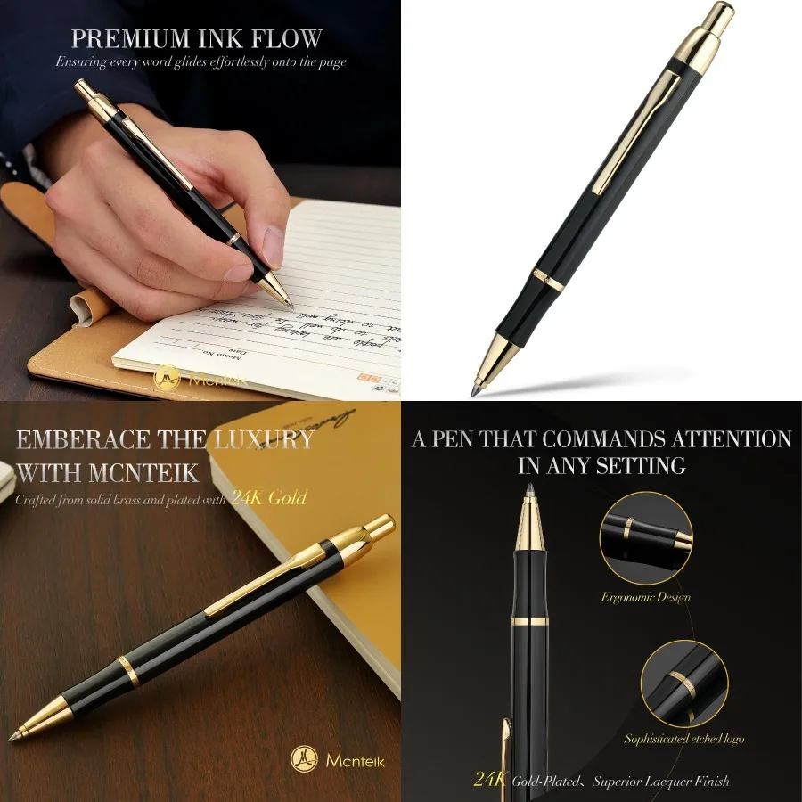 Black Gel Pen With 24K Gold Finish Fine Lacquer Work Ideal for Professional Office and Executive Use Smooth Writing with ADMOK
Black Gel Pen With 24K Gold Finish Fine Lacquer Work Ideal for Professional Office and Executive Use Smooth Writing with ADMOK