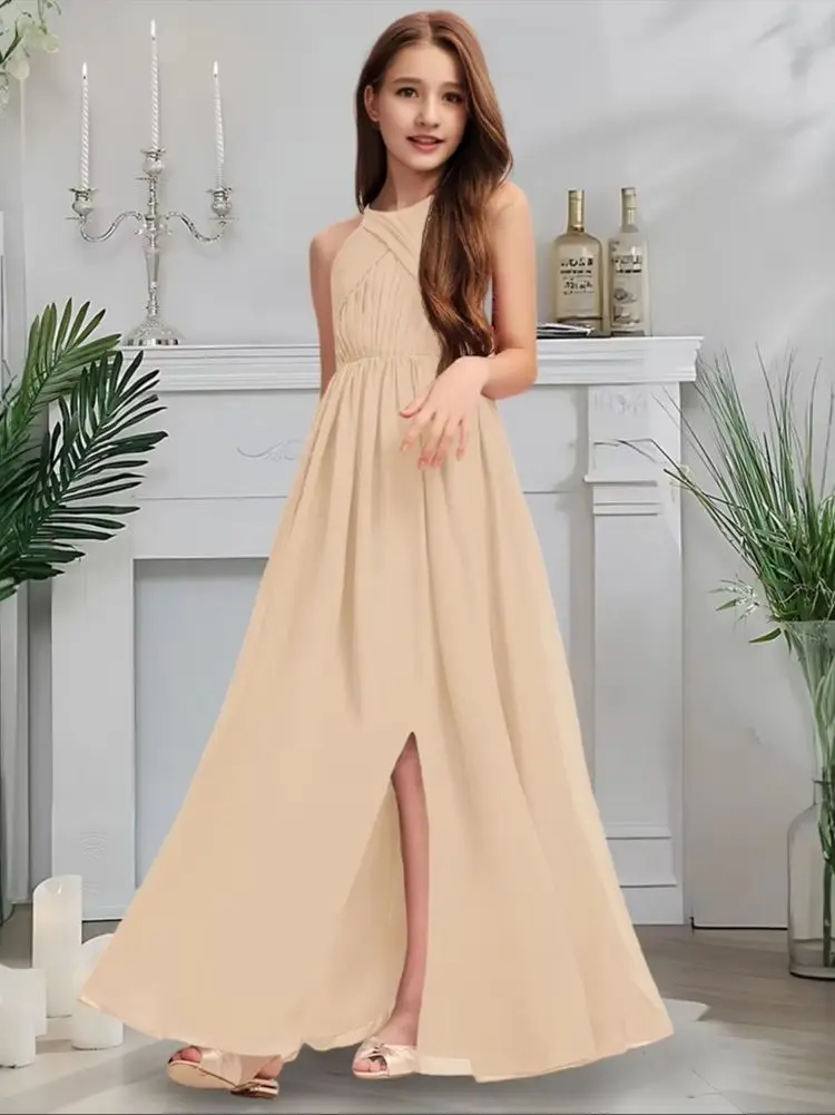HK Kids Child Scoop Neck Junior Bridesmaid Dress Merlot Communion Dress Floor-Length Chiffon With Cascading Pleats Wedding Party
HK Kids Child Scoop Neck Junior Bridesmaid Dress Merlot Communion Dress Floor-Length Chiffon With Cascading Pleats Wedding Party