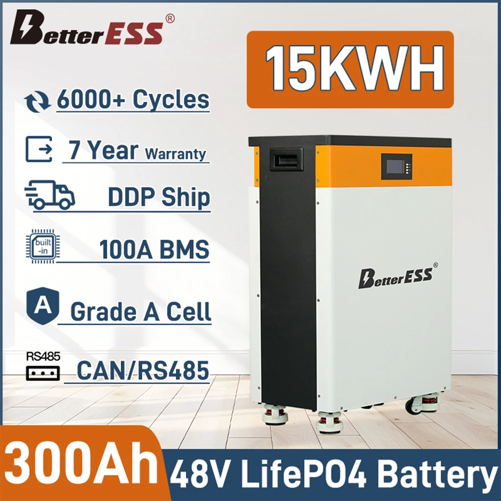BetterESS 48V 51.2V 300Ah 15KWh Lifepo4 Battery Pack Powerwall 310Ah Built-in BMS ESS Home Energy Solar Storage System EU NO TAX
BetterESS 48V 51.2V 300Ah 15KWh Lifepo4 Battery Pack Powerwall 310Ah Built-in BMS ESS Home Energy Solar Storage System EU NO TAX