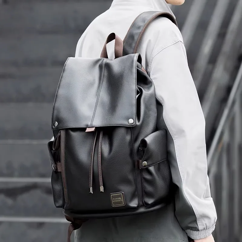 Fashion Men Backpack Flap Drawstring Travel Backpack Men Soft PU Leather 14 inch Laptop Bag for Men Casual School Bag Rucksacks
Fashion Men Backpack Flap Drawstring Travel Backpack Men Soft PU Leather 14 inch Laptop Bag for Men Casual School Bag Rucksacks
