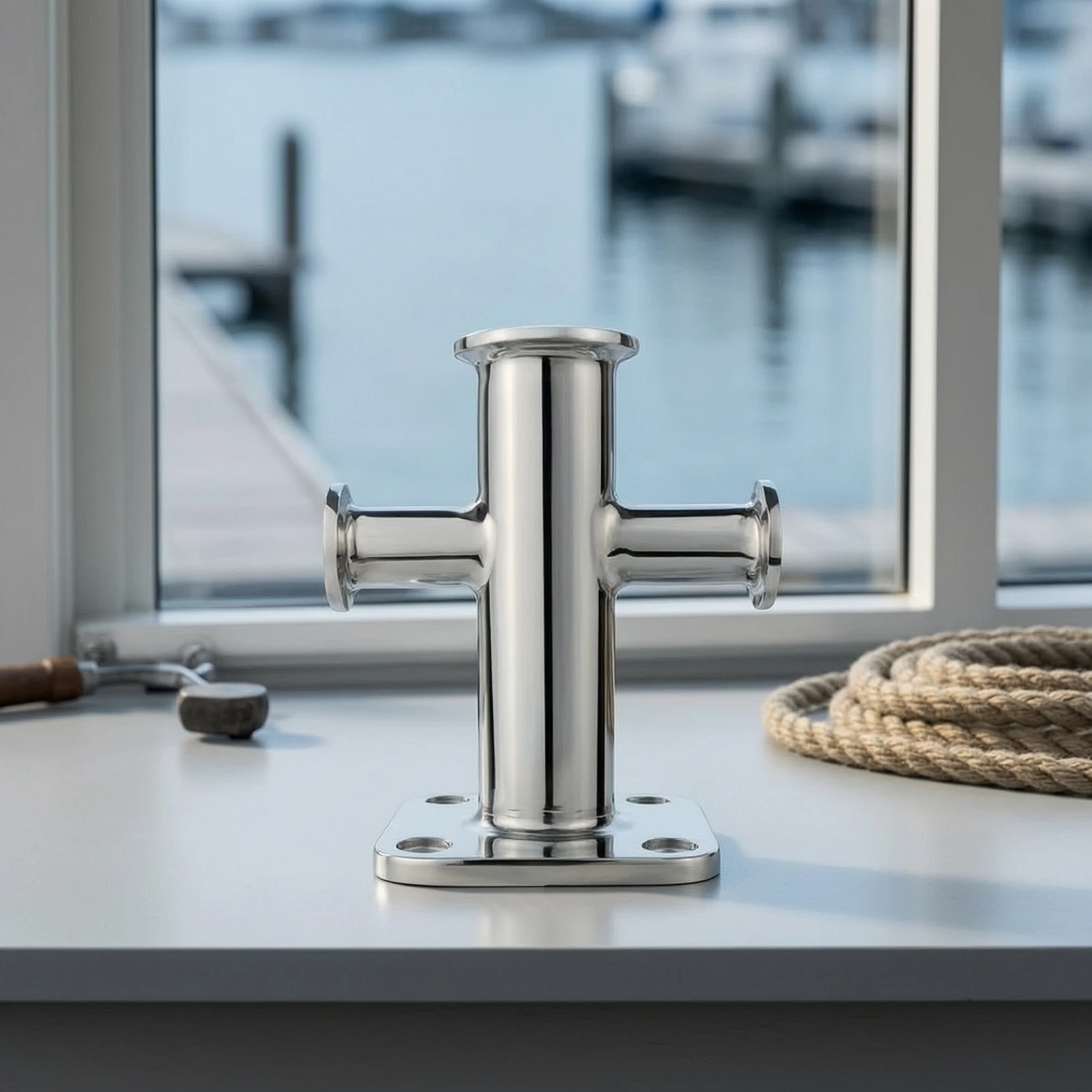Single Cross Bitt Bollard Mirror Polished Cross Bitt Bollard Cleat Bolt-down Hardware Sturdy for Boat Owners, Docks, Boats
Single Cross Bitt Bollard Mirror Polished Cross Bitt Bollard Cleat Bolt-down Hardware Sturdy for Boat Owners, Docks, Boats