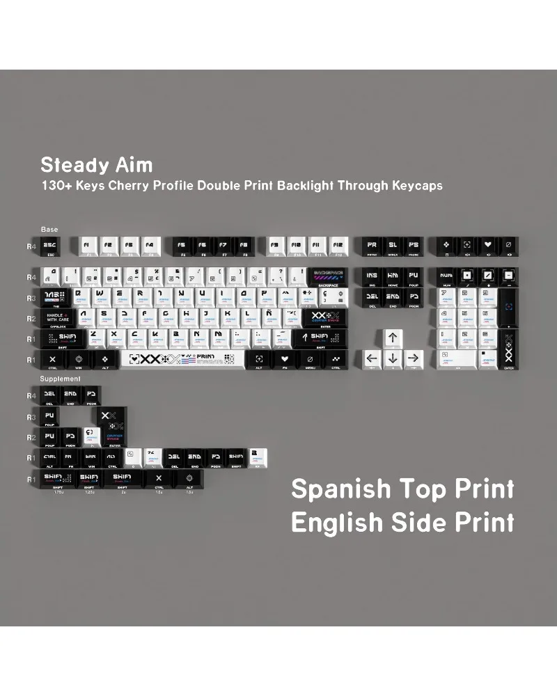 Printing set Double engraving light transmission Pbt thermal sublimation Original full set of keycaps German Korean Spanish
Printing set Double engraving light transmission Pbt thermal sublimation Original full set of keycaps German Korean Spanish