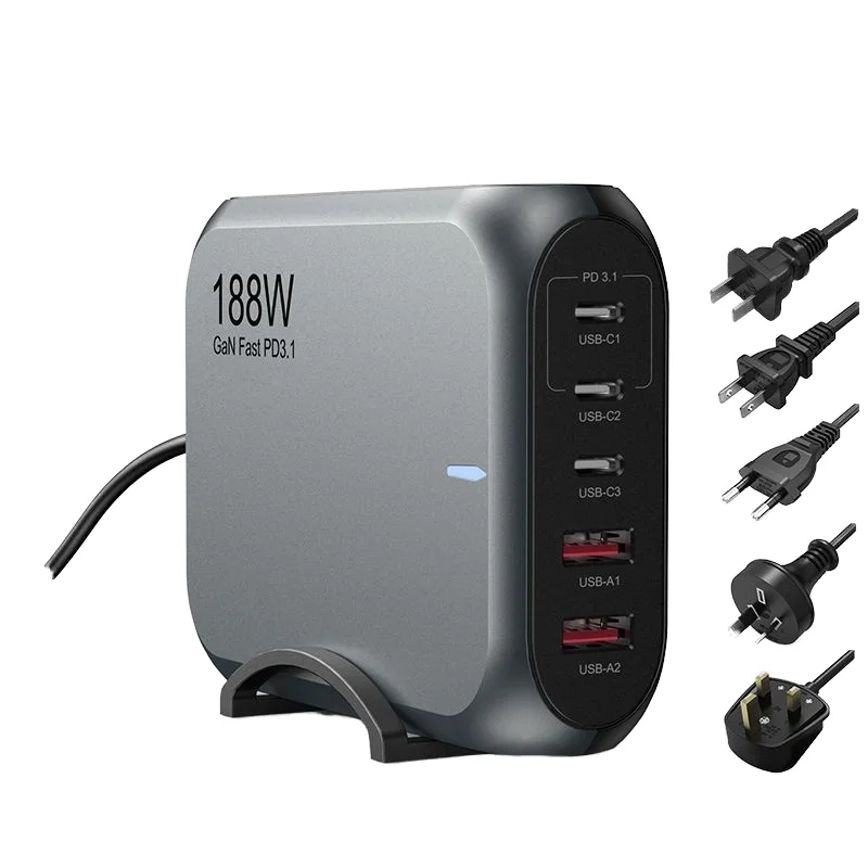 NEW 188W GAN Charger 3PD Type C +2USB a Ports Fast Charging Adapter CB Certified Phone iPhone Mobile Charging Station
NEW 188W GAN Charger 3PD Type C +2USB a Ports Fast Charging Adapter CB Certified Phone iPhone Mobile Charging Station