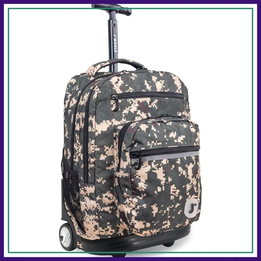 Rolling Laptop Backpack with Wheels, Green Camo, Durable School Bag
Rolling Laptop Backpack with Wheels, Green Camo, Durable School Bag
