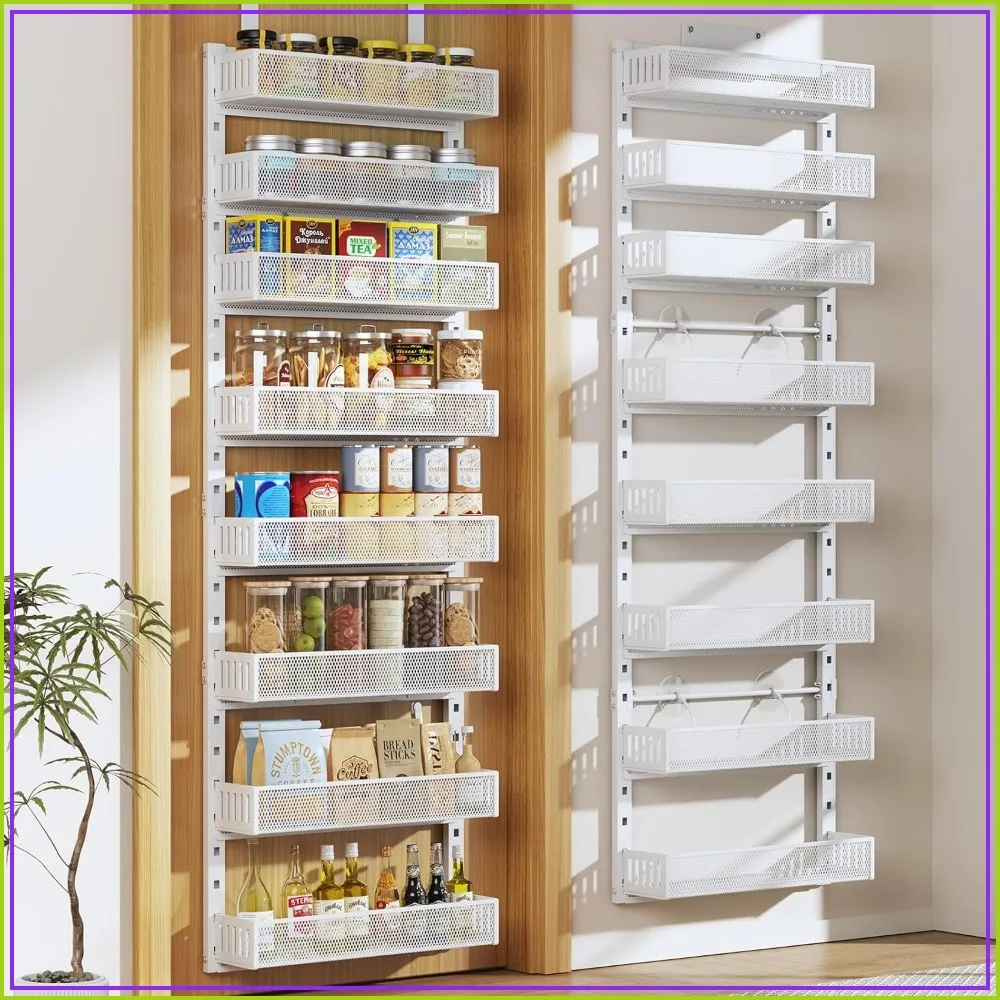8-Tier Over the Door Spice Rack, Heavy-Duty Metal Frame, 2-in-1 Wall-Mounted or Hanging Shelf for Kitchen, Bathroom, Laundry Room, Bedroom, Closet & Nursery
8-Tier Over the Door Spice Rack, Heavy-Duty Metal Frame, 2-in-1 Wall-Mounted or Hanging Shelf for Kitchen, Bathroom, Laundry Room, Bedroom, Closet & Nursery