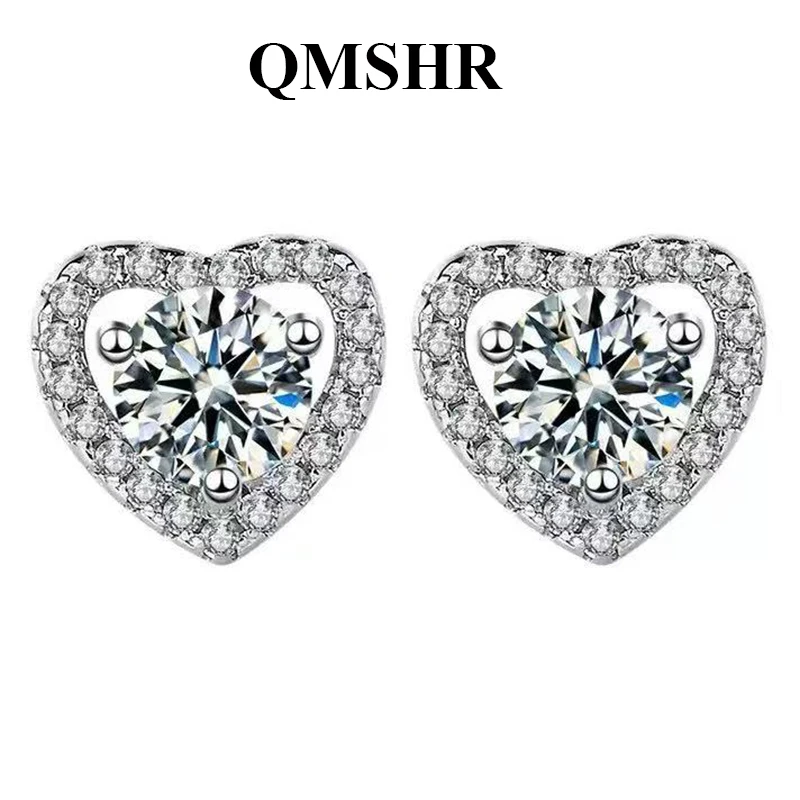 QMSHR 0.5-2CT Heart Shaped Moissanite Stud Earrings for Women, 925 Sterling Silver Sparkling, Elegant Bridal Jewelry Gift
QMSHR 0.5-2CT Heart Shaped Moissanite Stud Earrings for Women, 925 Sterling Silver Sparkling, Elegant Bridal Jewelry Gift