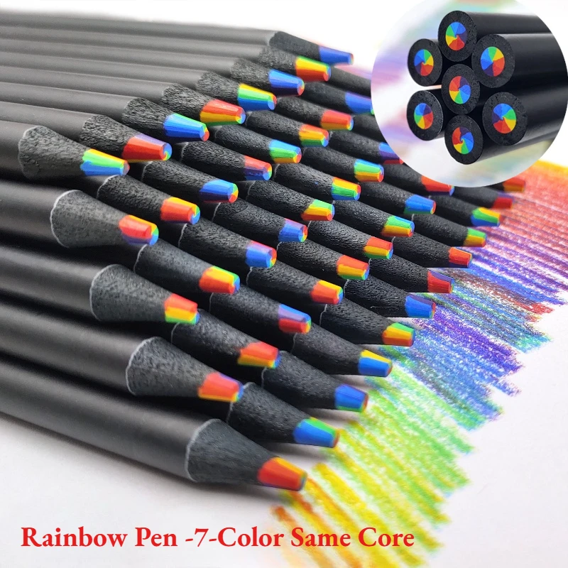 10/30PCS Colorful Black Wood Rainbow Pencil, 7 in1 Multicolor Core. for DIY Craft,Holiday Gifts Back To School, Charcoal Pencils
10/30PCS Colorful Black Wood Rainbow Pencil, 7 in1 Multicolor Core. for DIY Craft,Holiday Gifts Back To School, Charcoal Pencils