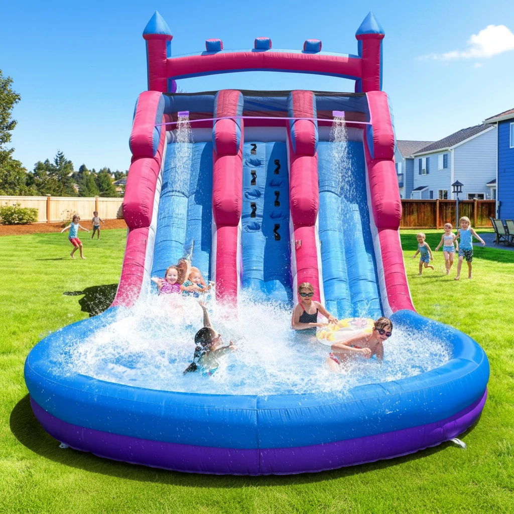 Best-selling two-lane commercial inflatable water slide with pool and climbing area for summer backyard water park rental partie
Best-selling two-lane commercial inflatable water slide with pool and climbing area for summer backyard water park rental partie