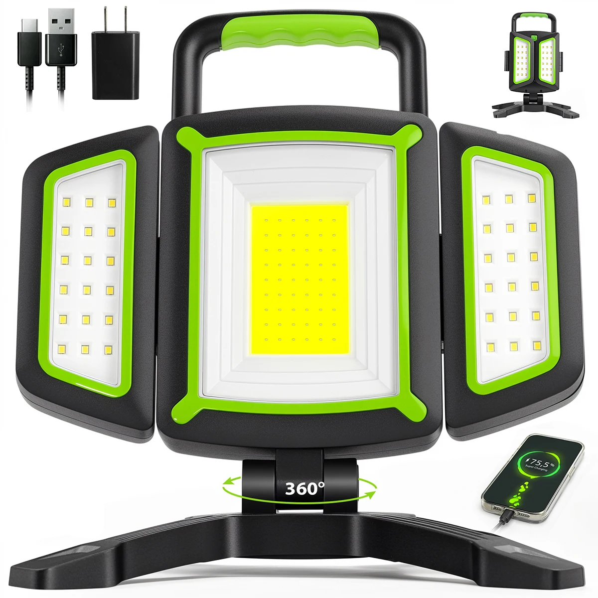 3000 Lumen LED Work Light Rechargeable Magnetic,30W Super Bright with Emergency Charging,Waterproof Foldable for Garage Camping
3000 Lumen LED Work Light Rechargeable Magnetic,30W Super Bright with Emergency Charging,Waterproof Foldable for Garage Camping