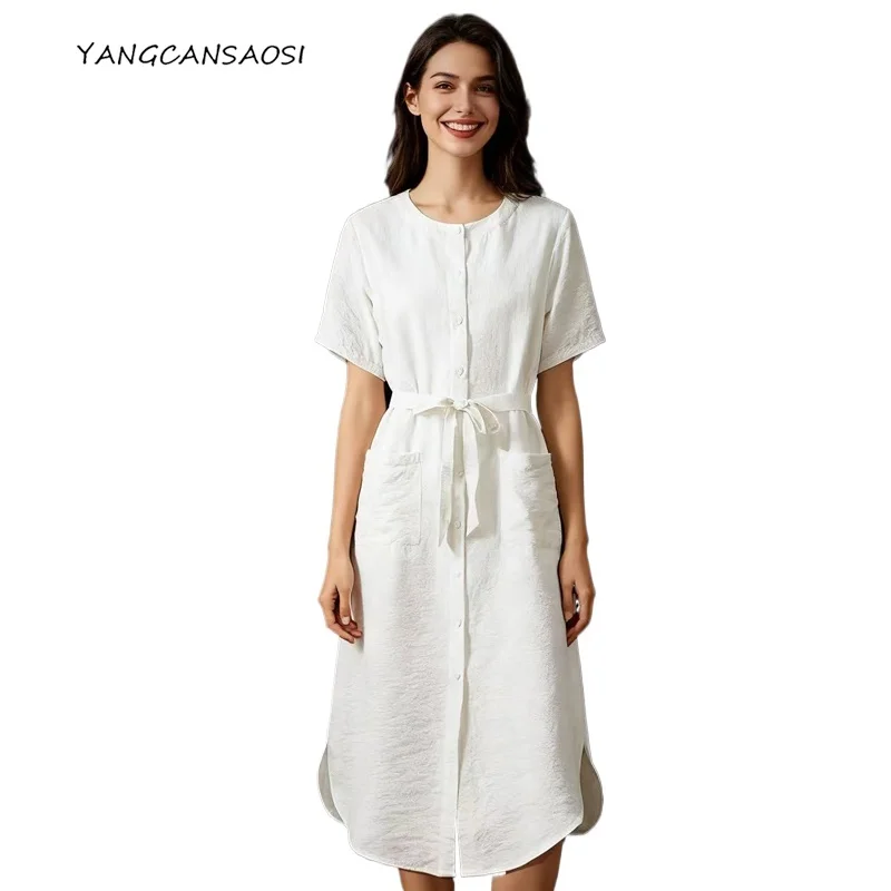Women's Fashion Clothing New 78% Natural Mulberry Silk Dry Silk White Simple Round Neck Short Sleeved Versatile Fashion Dress
Women's Fashion Clothing New 78% Natural Mulberry Silk Dry Silk White Simple Round Neck Short Sleeved Versatile Fashion Dress