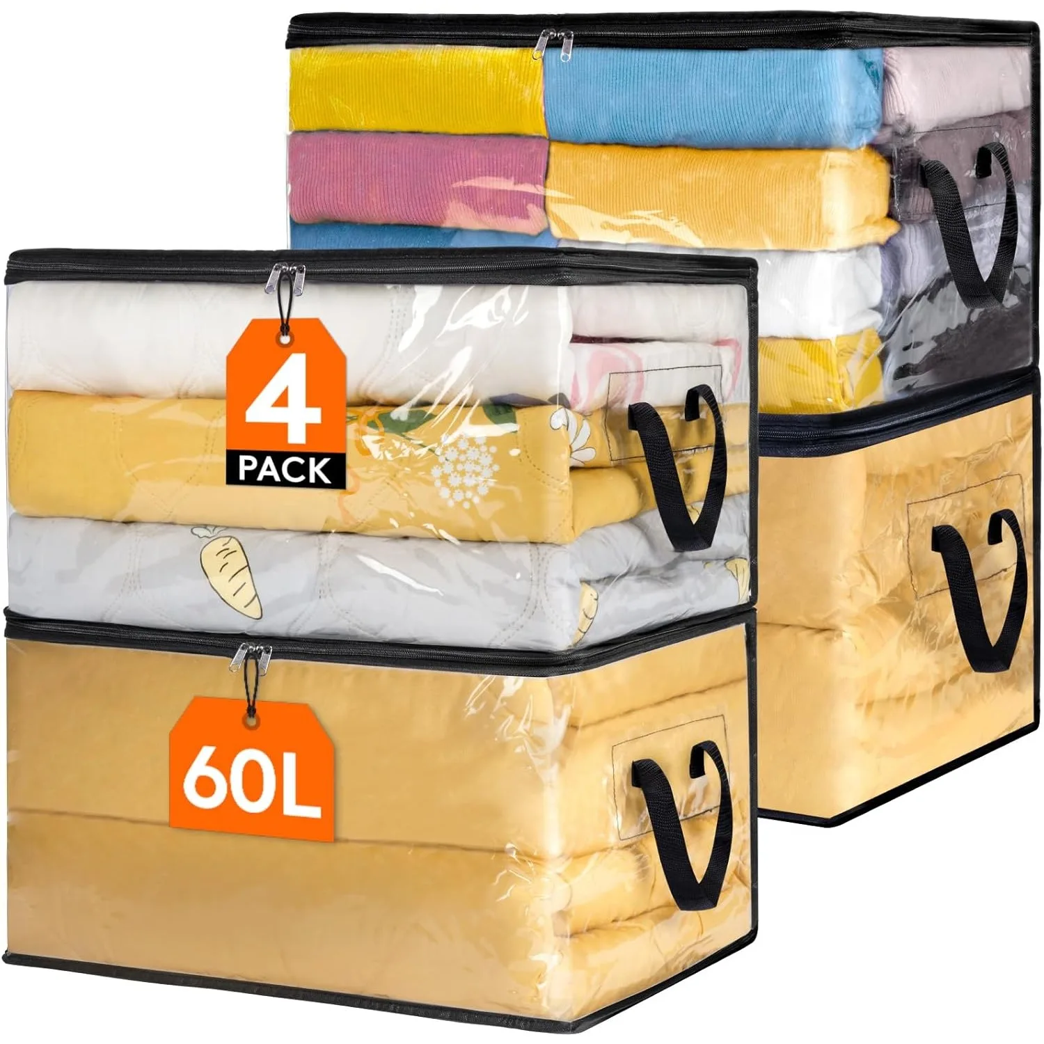 4 pieces of 60 liters wardrobe storage bags and storage boxes for bedding, quilts, pillows
4 pieces of 60 liters wardrobe storage bags and storage boxes for bedding, quilts, pillows