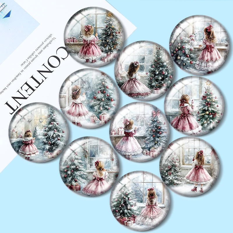 Christmas Tree and Girls 10pcs 12mm/18mm/20mm/25mm Round photo glass cabochon demo flat back Making findings 
Christmas Tree and Girls 10pcs 12mm/18mm/20mm/25mm Round photo glass cabochon demo flat back Making findings