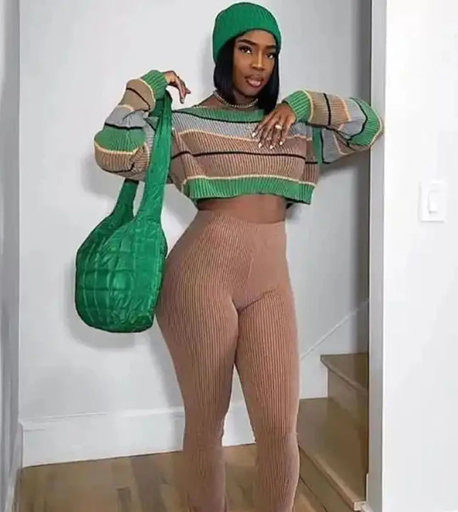 Women 2 Piece Set Long Sleeve Striped Sweater and Sweat Pants Suits 2024 Winter Fitness Active Two Piece Lounge Sets Tracksuit
Women 2 Piece Set Long Sleeve Striped Sweater and Sweat Pants Suits 2024 Winter Fitness Active Two Piece Lounge Sets Tracksuit