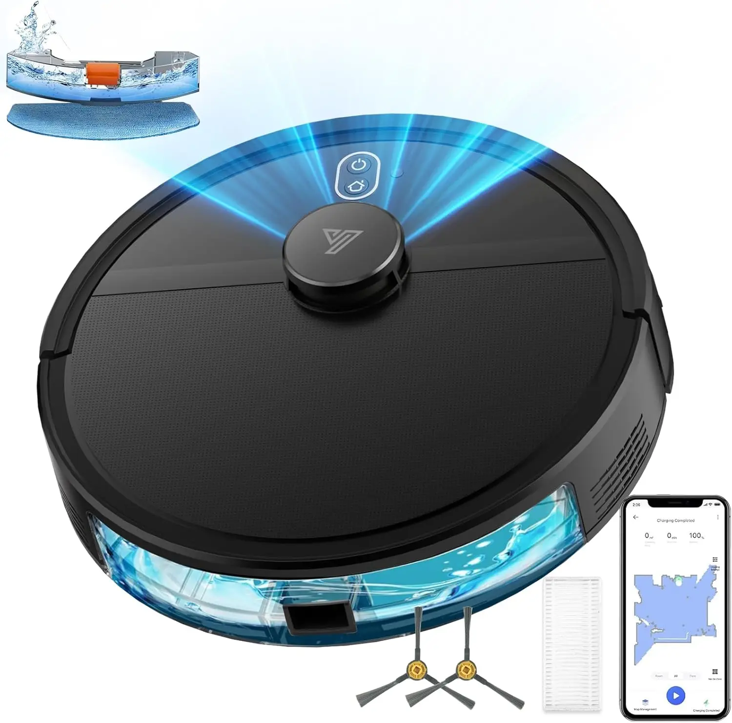 Robot Vacuum and Mop Combo Robotic Vacuums with LiDAR Navigation Smart Mapping Strong Suction with WiFi App Alexa Voice
Robot Vacuum and Mop Combo Robotic Vacuums with LiDAR Navigation Smart Mapping Strong Suction with WiFi App Alexa Voice