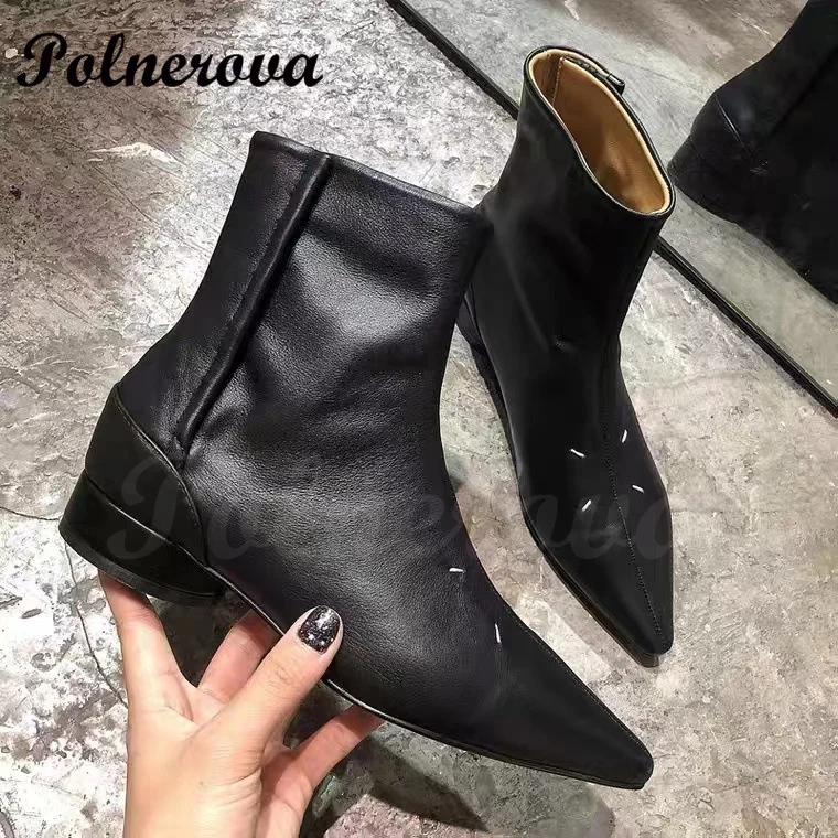Women Black Pointed Toe Chunky Heel Ankle Boots Fashion Comfortable Breathable Low Heel Slip On Booties Autumn Spring New Shoes
Women Black Pointed Toe Chunky Heel Ankle Boots Fashion Comfortable Breathable Low Heel Slip On Booties Autumn Spring New Shoes