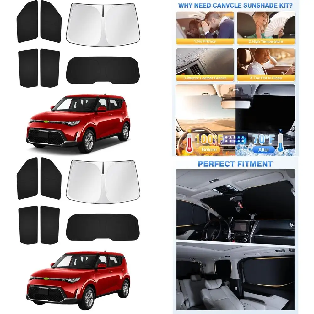 Kia Soul 2020-2026 Black 6-Piece Window Shade Set for Sun Protection and Privacy
Kia Soul 2020-2026 Black 6-Piece Window Shade Set for Sun Protection and Privacy