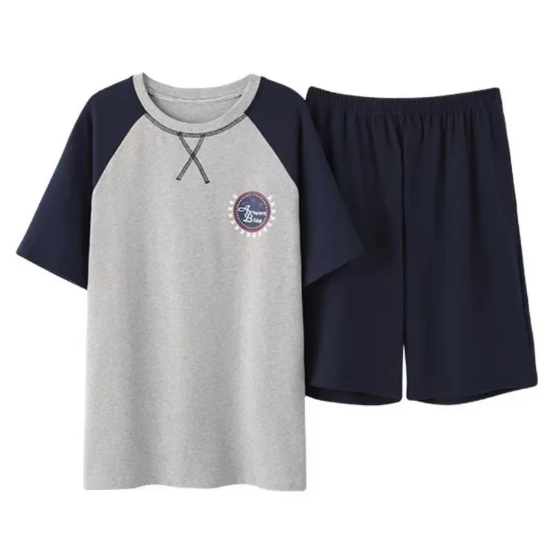 Men Pajama Set Cotton Short Sleeve Shorts Casual Striped Nightwear Loungewear Two-Piece Set Plus Size Summer Man Sleepwear
Men Pajama Set Cotton Short Sleeve Shorts Casual Striped Nightwear Loungewear Two-Piece Set Plus Size Summer Man Sleepwear